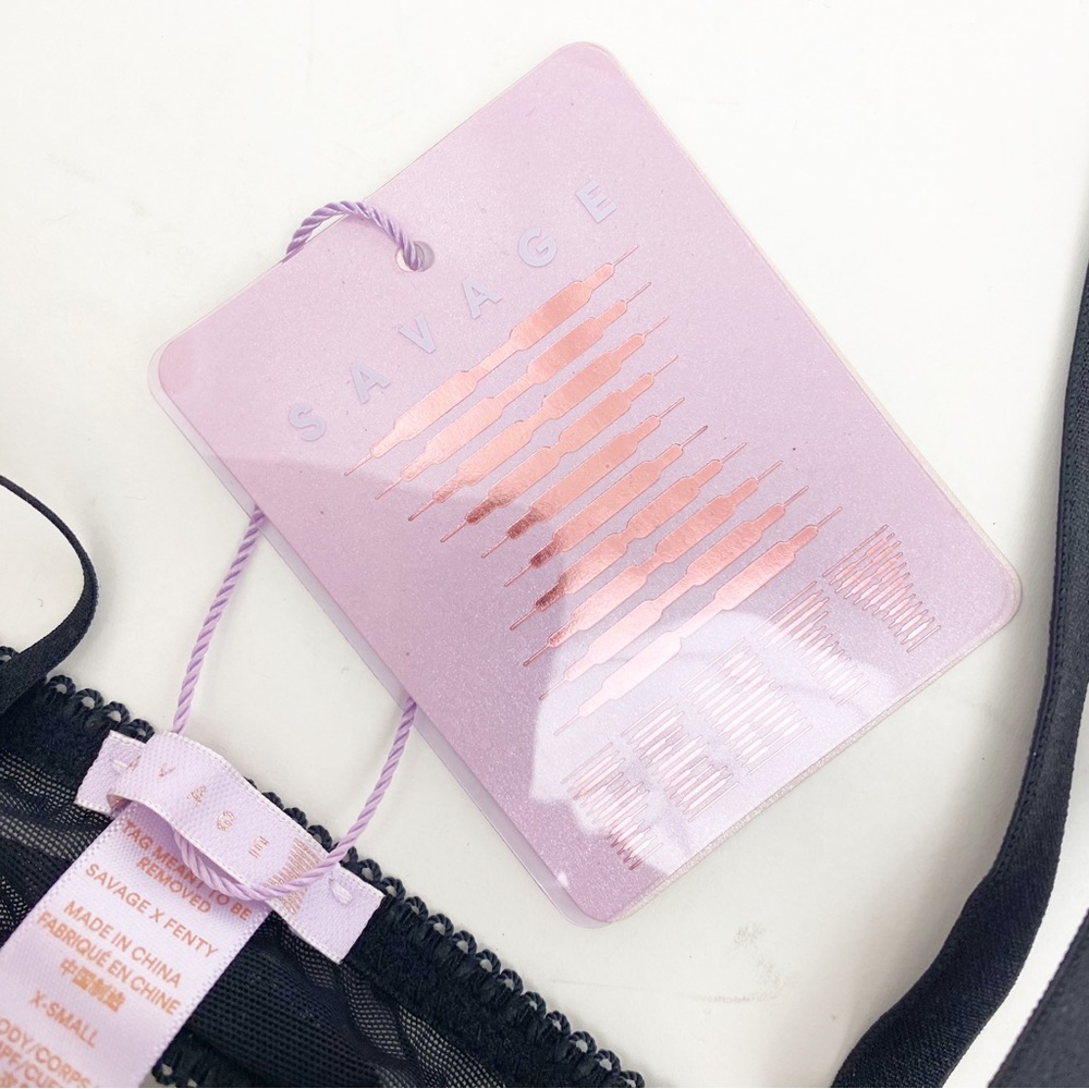Savage X Fenty Hearts Stars Half Cup Bralette Velvet Mesh Unlined Valentines - Picture 9 of 10